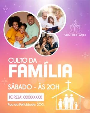 Convite Culto da Família com Foto para Editar Online