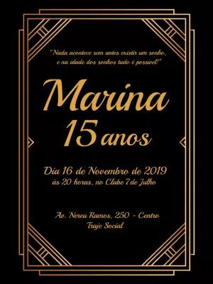 Convite de 15 Anos Luxuoso Dourado para Editar Online