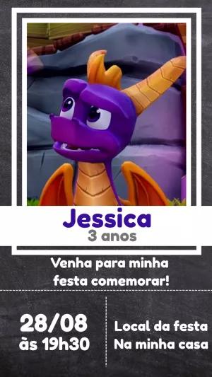 Convite de Aniversário Spyro o Dragão para Editar Online