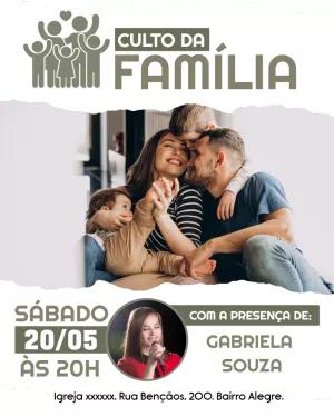 Convite para Culto da Família com Foto para Editar Online