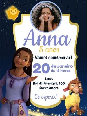 Convite de Aniversário Wish com Foto para Editar Online