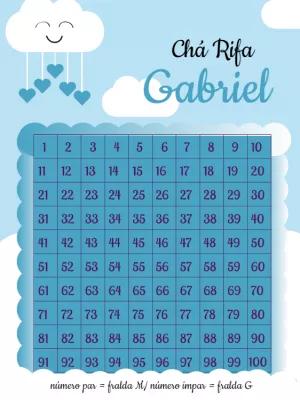 Cartela Chá Rifa Chuva de Amor Azul para Editar Online