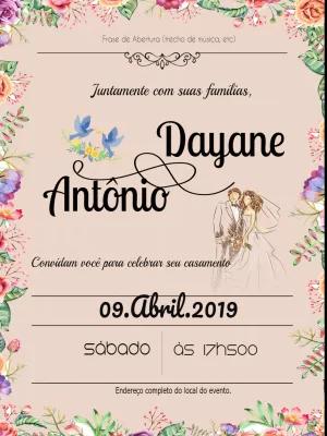 Convite de Casamento Floral com Aquarela para Editar Online