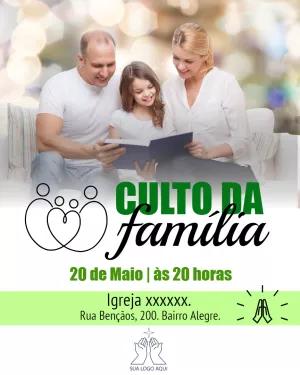 Convite para Culto da Família com Foto para Editar Online