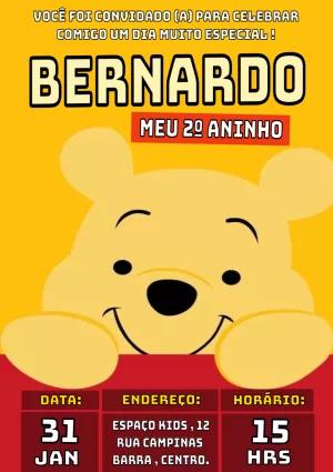 Convite de Aniversário Ursinho Pooh Baby para Editar Online