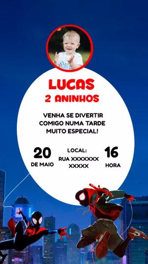 Convite Aniversário Homem-Aranha Aranhaverso com Foto para Editar
