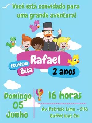 Convite de Aniversário Mundo Bita com Personagens para Editar
