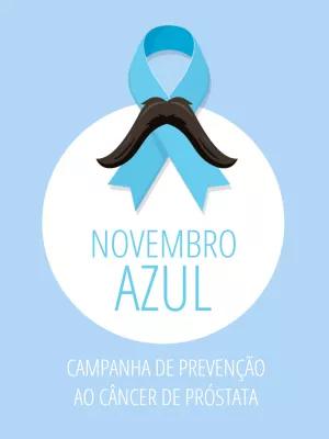 Post Novembro Azul com Laço e Bigode para Editar Online