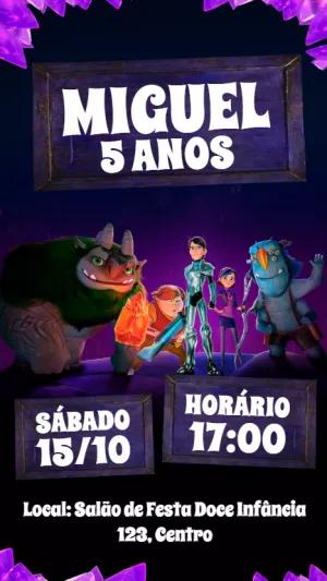 Convite Aniversário Caçadores de Trolls para Editar Online