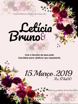 Convite de Casamento Floral Romântico para Editar Online