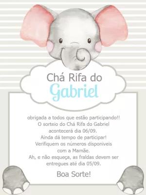 Lembrete Chá Rifa Elefantinho para Editar Online