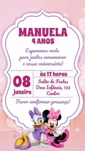 Convite Aniversário Minnie e Margarida para Editar Online
