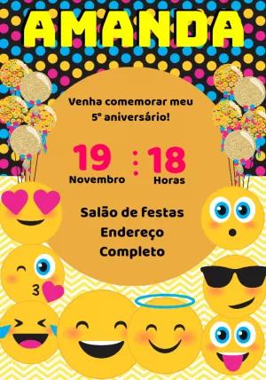 Convite de Aniversário Emoji Divertido para Editar Online