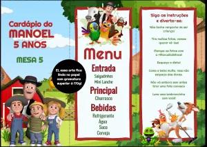 Cardápio de Aniversário Tema Fazendinha para Editar Online