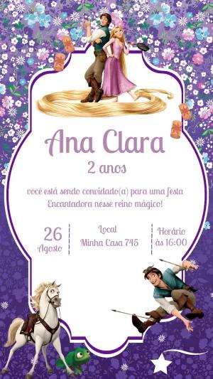 Convite de Aniversário Enrolados com Rapunzel para Editar