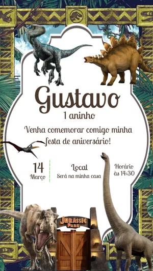 Convite Aniversário Jurassic Park com Dinossauros para Editar