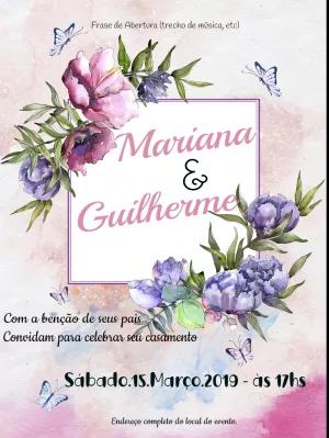 Convite de Casamento Floral Aquarela para Editar Online