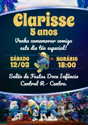 Convite Aniversário Os Smurfs Editável Online para Imprimir