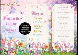 Menu de Aniversário Jardim Encantado para Editar Online