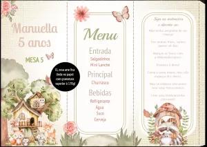 Menu Aniversário Bosque Encantado com Animais para Editar Online