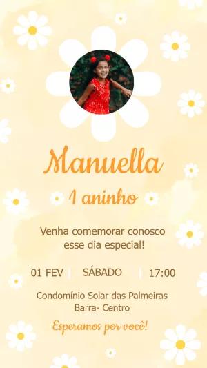 Convite Aniversário Margarida com Foto para Editar Online