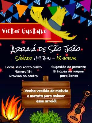 Convite Arraiá de Festa Junina com Fogueira para Editar