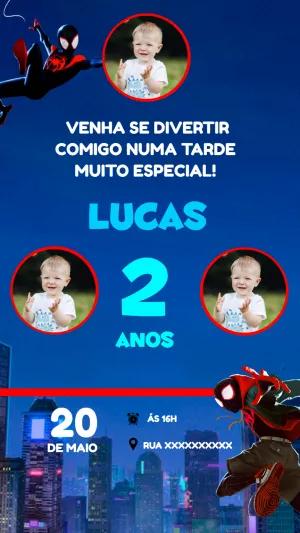 Convite Aniversário Homem Aranha Aranhaverso com Foto para Editar