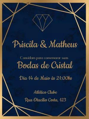 Convite Bodas de Cristal Elegante para Editar Online