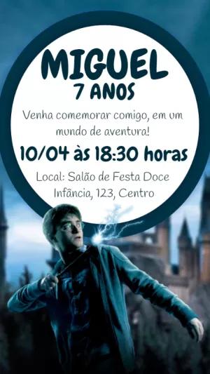 Convite de Aniversário Harry Potter para Editar Online