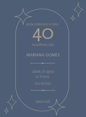 Convite de Aniversário Elegante Azul e Dourado para Editar Online