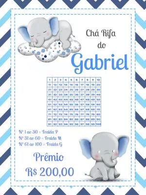 Chá Rifa Elefantinho Azul para Chá de Bebê para Editar Online