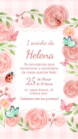 Convite Aniversário Jardim Encantado com Flores para Editar