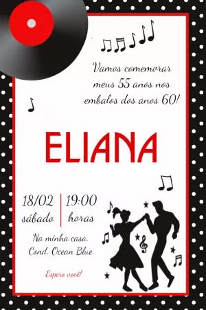 Convite Aniversário Anos 60 Retrô para Editar Online