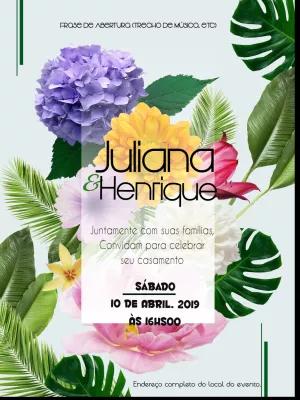 Convite de Casamento Floral Tropical para Editar Online
