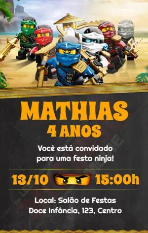 Convite de Aniversário Lego Ninjago para Editar Online