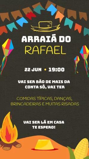 Convite Arraiá de Aniversário com Elementos Típicos para Editar
