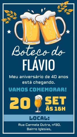 Convite de Aniversário Boteco com Chopp para Editar Online
