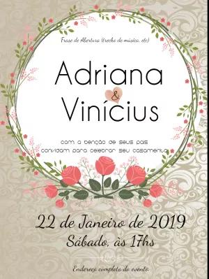 Convite de Casamento Floral com Rosas para Editar Online