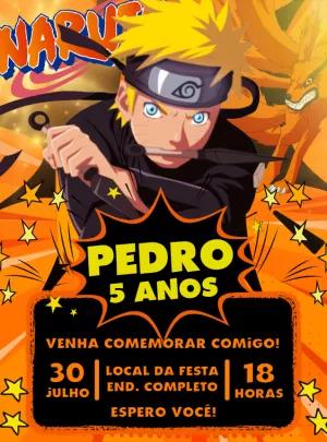 Convite de Aniversário Naruto para Editar e Enviar Online