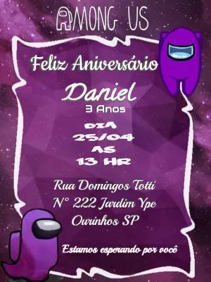 Convite de Aniversário Among Us com Tripulantes para Editar