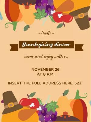 Thanksgiving Dinner Invitation Template to Edit Online