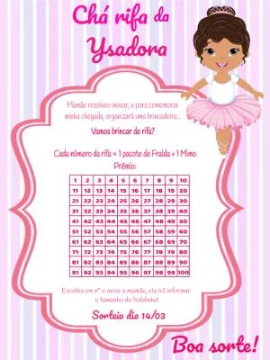 Convite para Chá Rifa Bailarina Editável Online