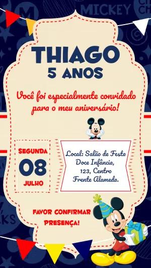 Convite de Aniversário Mickey Mouse Editável Online