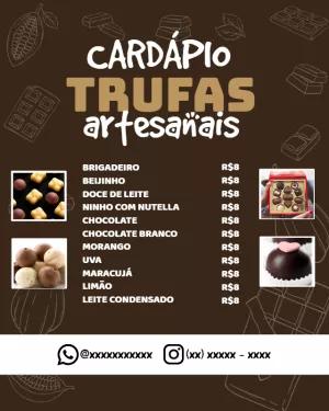 Modelo de Cardápio de Trufas Artesanais para Editar Online