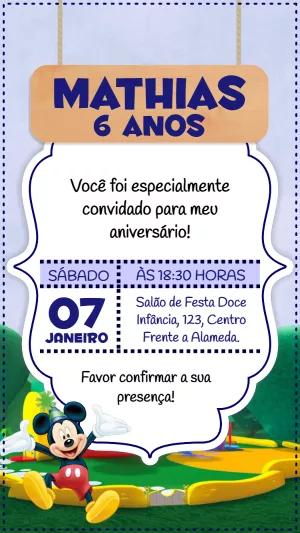 Convite de Aniversário Mickey Mouse para Editar Online