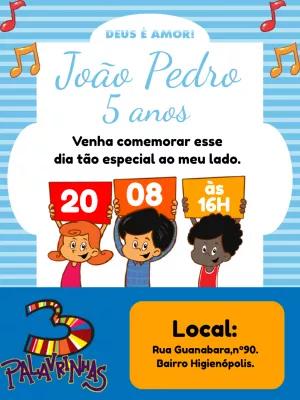 Convite de Aniversário 3 Palavrinhas Gospel para Editar Online