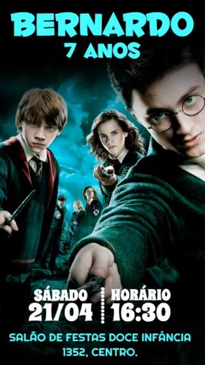 Convite de Aniversário Harry Potter com Personagens para Editar