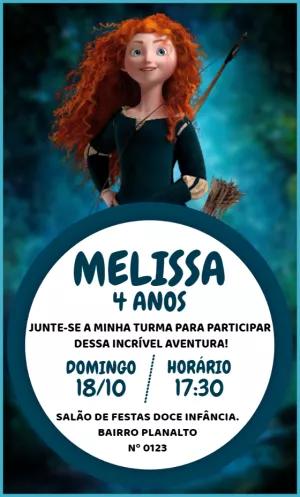 Convite Aniversário Merida Valente para Editar Online