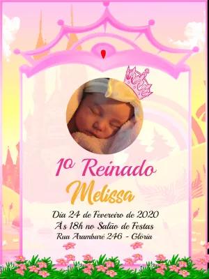 Convite 1º Reinado Princesa com Foto para Editar Online