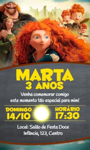 Convite Aniversário Valente Disney para Editar Online